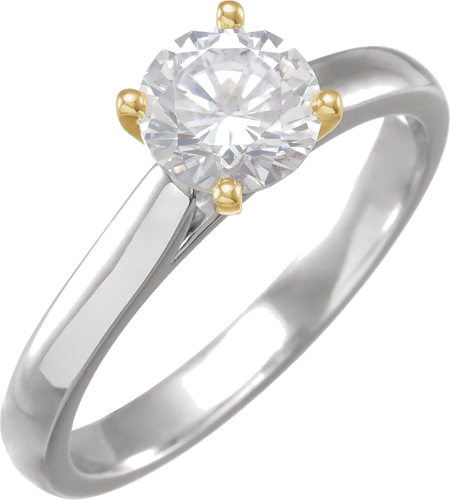 14K White Yellow 6.5 mm Round Solitaire Engagement Ring Mounting (3)