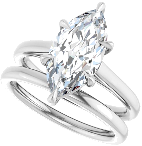 Sužadėtuvių Žiedas „Claw-Pong“ 14k white gold Marquise 14mm x 7mm (10)