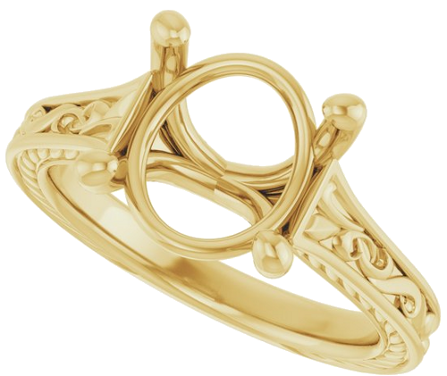 Sužadėtuvių Žiedas „Solitaire Scroll“ 14k yellow gold Oval 11mm x 9mm (5)