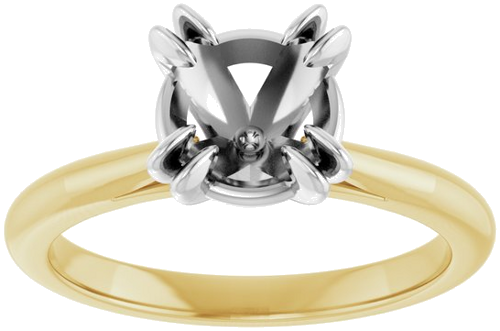 14K Yellow White 7.4 mm Round Engagement Ring Mounting (3)