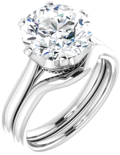 Sužadėtuvių Žiedas „Solitaire“ 10k white gold Round 10mm (6)