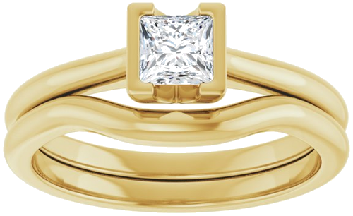 Sužadėtuvių Žiedas „Half Bezel Solitaire“ 585 Geltonojo Aukso Square 4mm (8)
