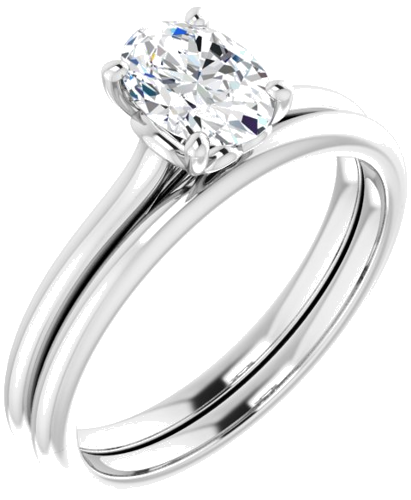 Sužadėtuvių Žiedas „Solitaire“ 10k white gold Oval 7mm x 5mm (6)