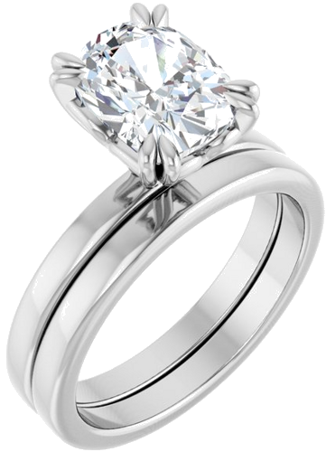 Sužadėtuvių Žiedas „Double Claw-Prong Sculptural Solitaire“ 14k white gold Cushion 9mm x 7mm (6)