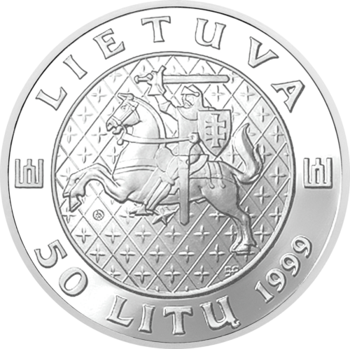 1999 Великий князь Кястутис Литва серебряная монета 50 литов PF 69 ULTRA CAMEO (3)