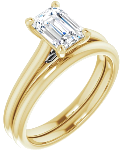 14K Yellow   White  7x5 mm Emerald Solitaire Engagement Ring Mounting (6)