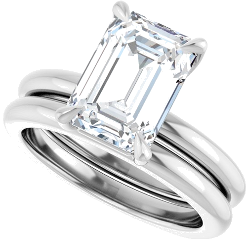 Sužadėtuvių Žiedas „Claw-Prong Euro Shank“ 14k white gold Emerald 10mm x 7mm (10)
