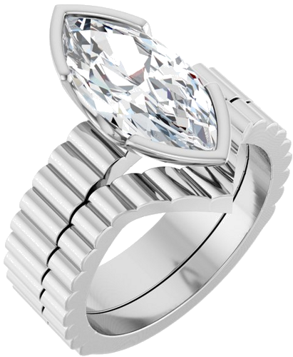 Sužadėtuvių Žiedas „Half-Bezel Solitaire“ 10k white gold Marquise 15mm x 7mm (6)