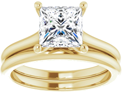 14K Yellow 6.5 mm Square Solitaire Engagement Ring Mounting (8)