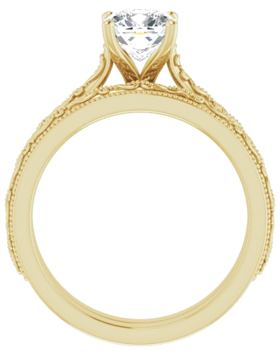 Sužadėtuvių Žiedas „Solitaire Sculptural“ 14k yellow gold Cushion 6mm (7)