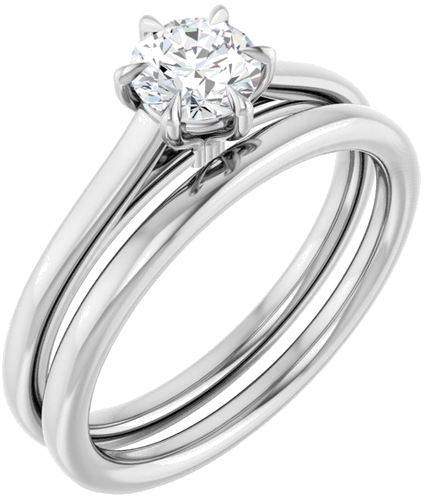 Sužadėtuvių Žiedas „Claw-Pong“ 14k white gold Round 5.2mm (6)