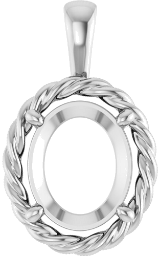 Pakabukas „Rope Solitaire Charm“ 14k white gold Oval 11mm x 9mm (1)
