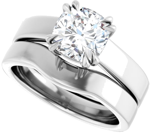 Sužadėtuvių Žiedas „Double Claw-Prong Solitaire“ 14k white gold Cushion 7mm (10)