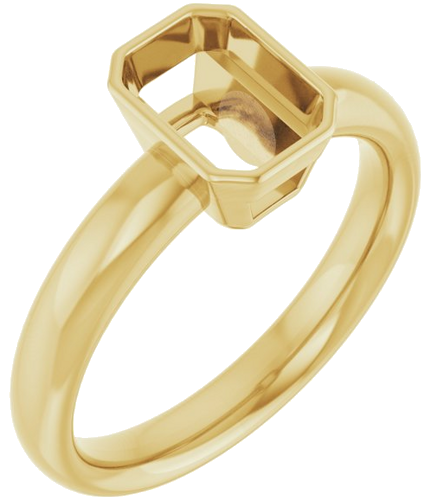 Sužadėtuvių Žiedas „Bezel-Set Solitaire“ 585 Geltonojo Aukso Emerald 7mm x 5mm (1)