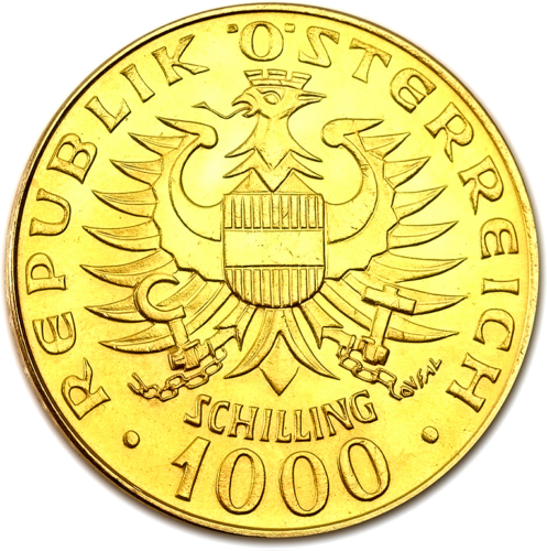 1000 schillings Babenberger Austria Gold Coin (2)