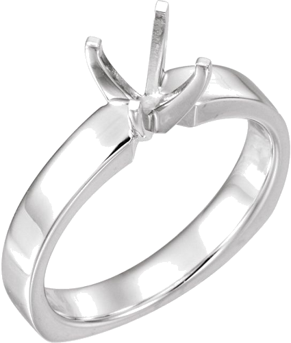 14K White 5.7-6 mm Round  4-Prong Square Shank Ring Mounting (1)
