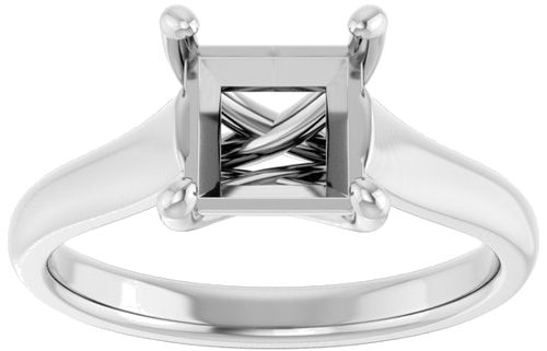 14K White 6.5 mm Square Solitaire Engagement Ring Mounting (3)