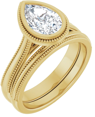 Sužadėtuvių Žiedas „Bezel-Set Solitaire“ 14k yellow gold Pear 9mm x 6mm (6)