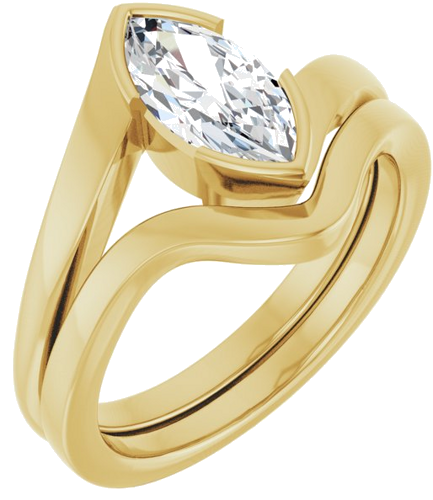 Sužadėtuvių Žiedas „Half-Bezel Solitaire“ 14k yellow gold Marquise 10mm x 5mm (6)