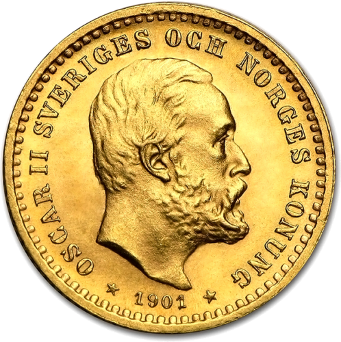 Швеция Златна монета от 5 крони Оскар II (1901) (1)