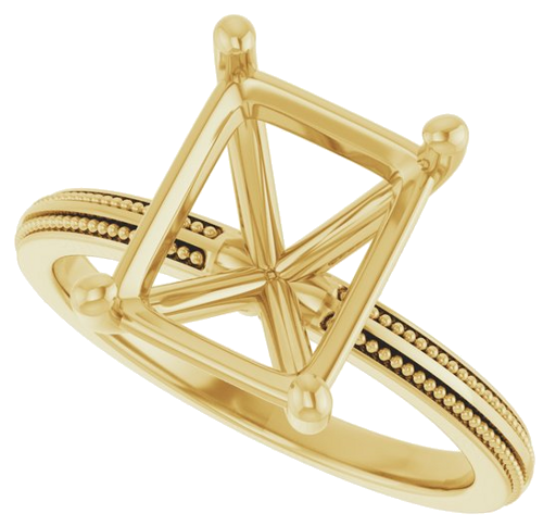Sužadėtuvių Žiedas „Solitaire Milgrain“ 14k yellow gold Emerald 10mm x 8mm (5)