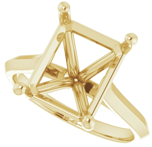 14K Yellow 11x9 mm Emerald Solitaire Engagement Ring Mounting (5)