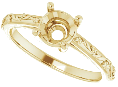 Sužadėtuvių Žiedas „Solitaire“ 585 Geltonojo Aukso Round 6mm (5)