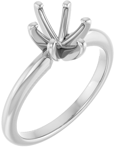 14K White  8x6 mm Oval Solitaire Engagement Ring Mounting (1)