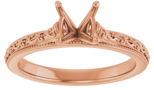 14K Rose  6.5 mm Round Solitaire Engagement Ring Mounting (3)