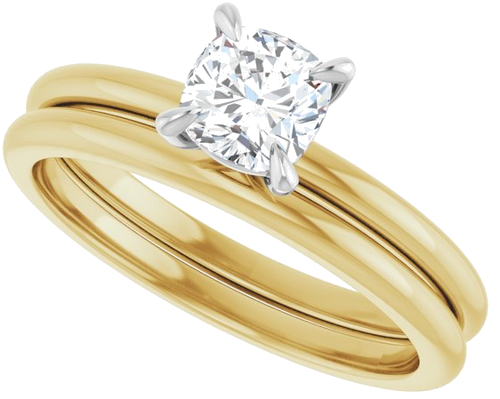 Sužadėtuvių Žiedas „Solitaire“ 14k yellow/white gold Cushion 5mm (10)