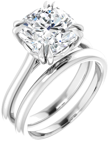 14K White 9 mm Cushion Solitaire Engagement Ring Mounting (6)