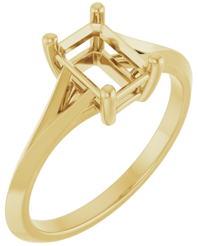 Sužadėtuvių Žiedas „Solitaire Split Shank“ 10k yellow gold Emerald 7mm x 5mm (1)