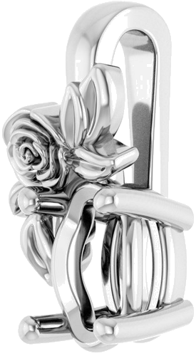 Pakabukas „Solitaire Floral“ 14k white gold Oval 6mm x 4mm (2)