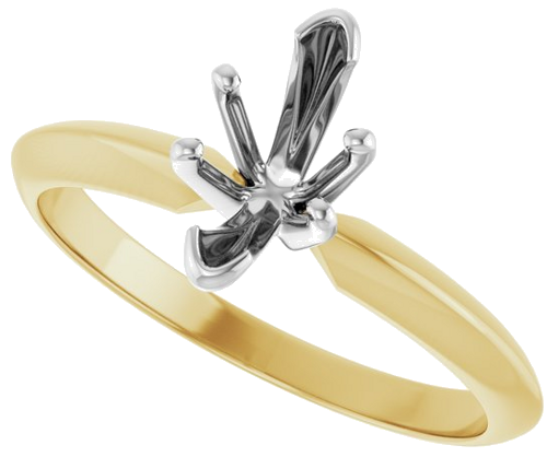 14K Yellow   White 6-Prong 8.6x4 mm Marquise V-End Solitaire Ring Mounting (5)