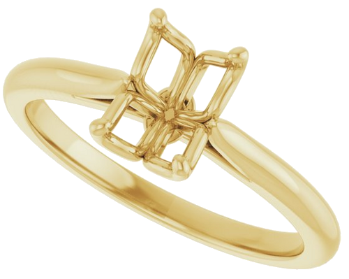 Sužadėtuvių Žiedas „Solitaire“ 585 Geltonojo Aukso Emerald 7mm x 5mm (5)