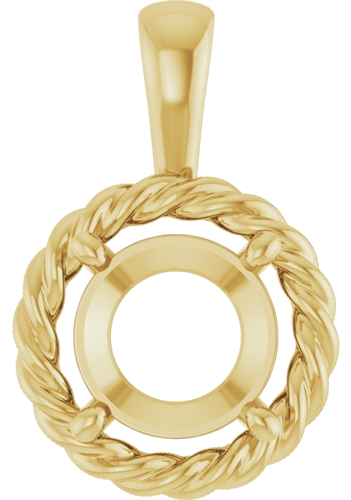 Pakabukas „Rope Solitaire Charm“ 14k yellow gold Round 8mm (1)