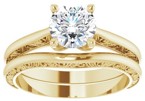 Sužadėtuvių Žiedas „Solitaire Sculptural“ 14k yellow gold Round 6.5mm (8)