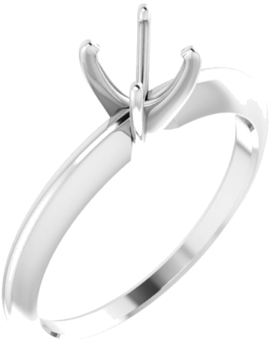 14K White 5-5.3 mm Round 4-Prong Comfort-fit Solitaire Ring Mounting (1)