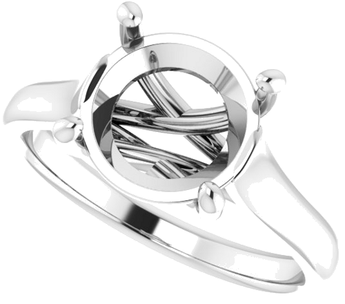 14K White 9.4 mm Round Solitaire Engagement Ring Mounting (5)