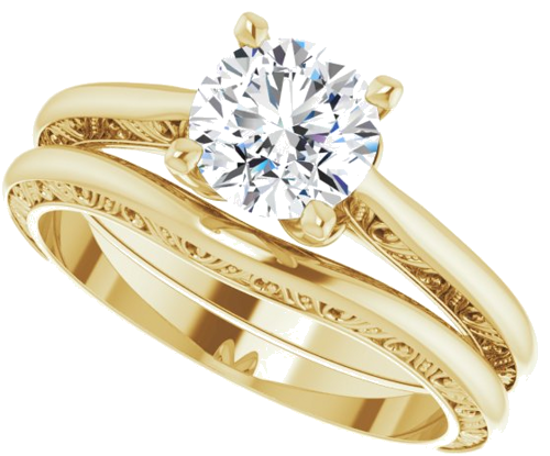 Sužadėtuvių Žiedas „Solitaire Sculptural“ 14k yellow gold Round 6.5mm (10)