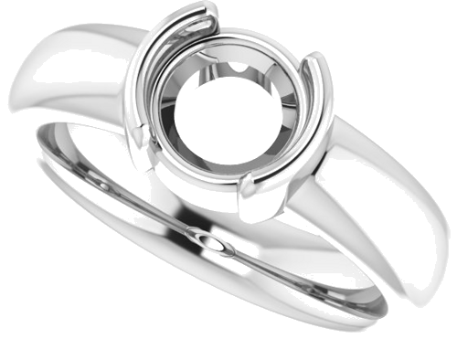 Sužadėtuvių Žiedas „Half Bezel Solitaire“ 585 Baltojo Aukso Round 7mm (5)