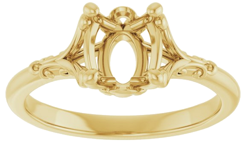 10K Yellow 8x6 mm Oval Solitaire Engagement Ring Mounting (3)