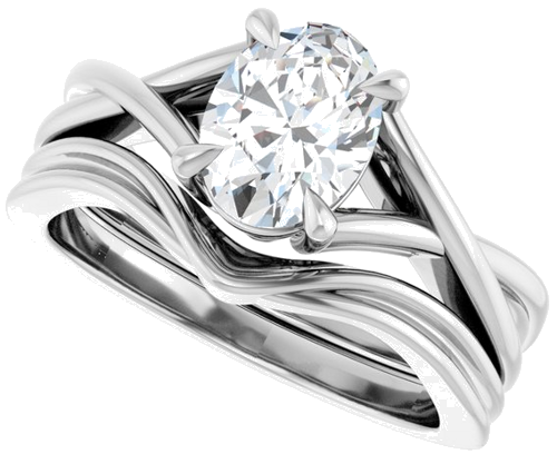 Sužadėtuvių Žiedas „Claw-Prong Solitaire“ 14k white gold Oval 8mm x 6mm (10)