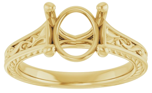 Sužadėtuvių Žiedas „Solitaire Scroll“ 14k yellow gold Oval 10mm x 8mm (3)