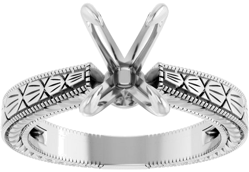 Sužadėtuvių Žiedas „Claw-Prong Solitaire Sculptural“ 14k white gold Elongated Cushion 9mm x 7mm (3)