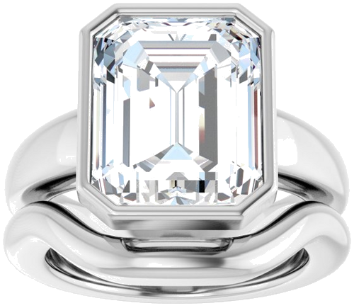 Sužadėtuvių Žiedas „Bezel-Set Solitaire“ 925 Sidabro Emerald 12mm x 10mm (8)