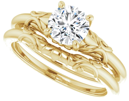 Sužadėtuvių Žiedas „Solitaire“ 585 Geltonojo Aukso Round 6mm (10)