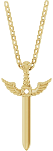 14K Yellow 2 mm Round Dagger 18  Necklace Mounting (1)
