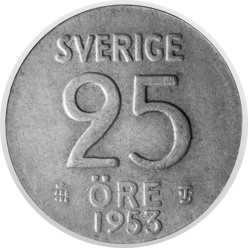 25 orės (1943–1961) Švedija sidabrinė moneta (1)