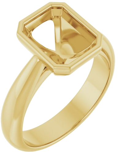 Sužadėtuvių Žiedas „Bezel-Set Solitaire“ 14k yellow gold Emerald 9mm x 7mm (1)
